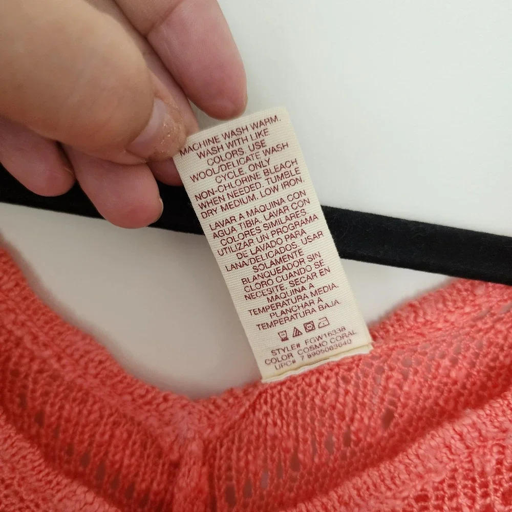 Faded Glory Cosmo Coral Pointelle Knit V-Neck Kimono Sleeve Sweater Top 4X Plus